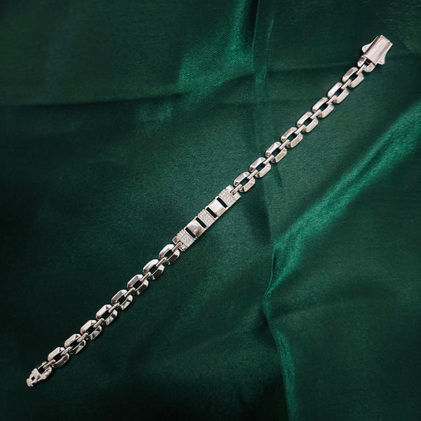Link Bracelet with CZ Accents