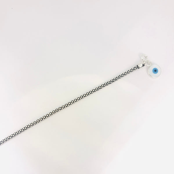 Oxidised Silver Evil Eye Charm Bracelet
