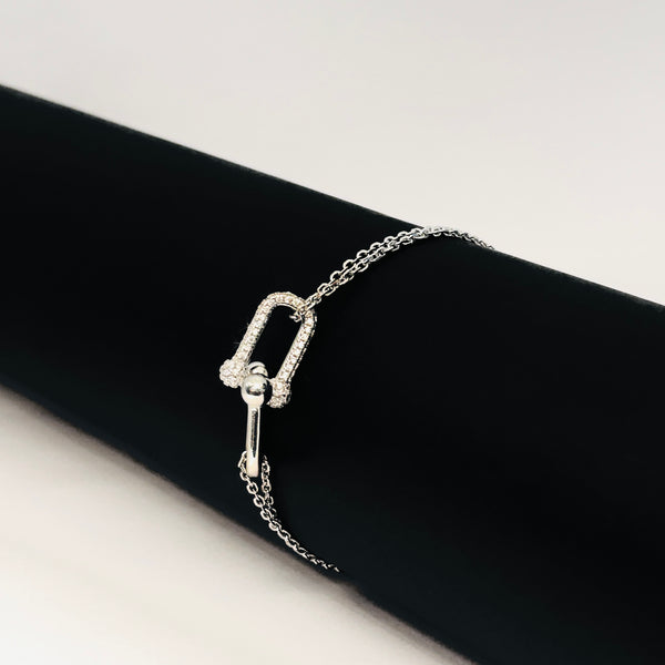 Silver Dual-Link Zirconia Bracelet – Modern Strength & Sparkle