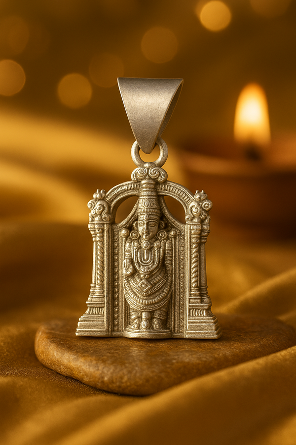 Imported Matte Oxidised Silver Tirupati Balaji Pendant – Sacred Elegance