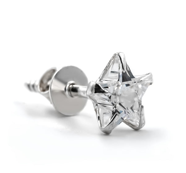 925 Silver White Star Stud for Men