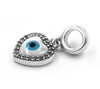 925 Sterling Silver Evil Eye Heart Pendant with CZ Accents