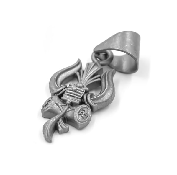 Imported Matte Oxidised Silver Shankh Chakra Pendant – Divine Power