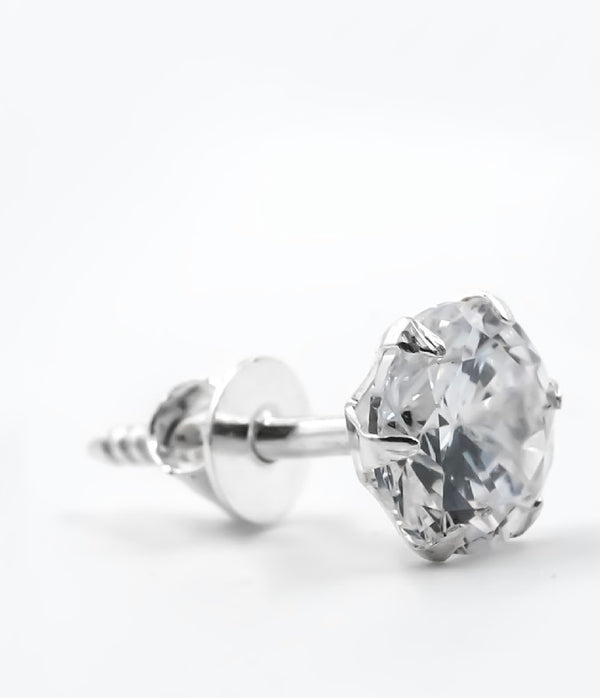 925 Silver Round Solitaire Stud for Men