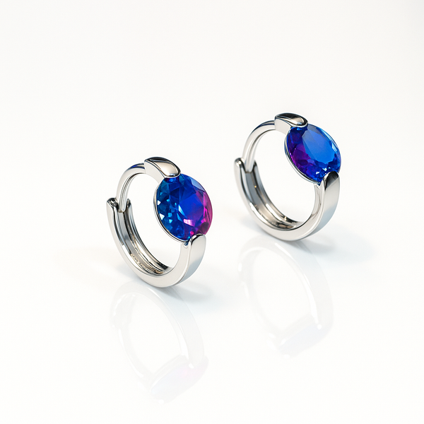 Solitaire Bali Earrings with Dual-Tone Stone