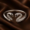 Silver Twin Swan Zirconia Open Ring – Grace in Harmony
