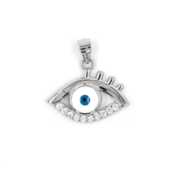 925 Sterling Silver Evil Eye Pendant – Protective Charm with Blue Enamel