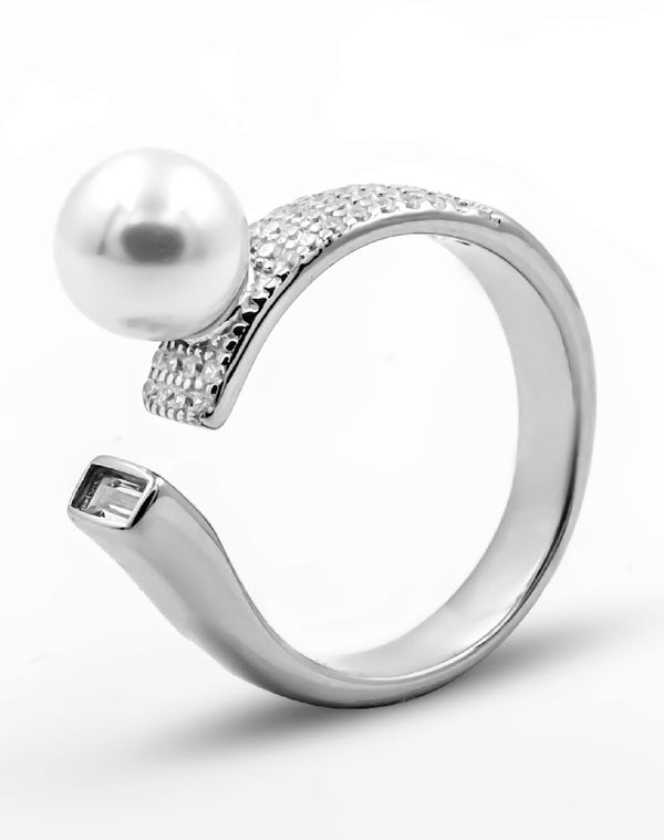 Radiant Pearl & Diamond Duo Ring