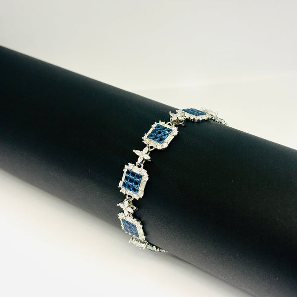 Silver Sapphire-Blue Zirconia Bracelet – Regal Sparkle