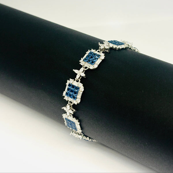 Silver Sapphire-Blue Zirconia Bracelet – Regal Sparkle