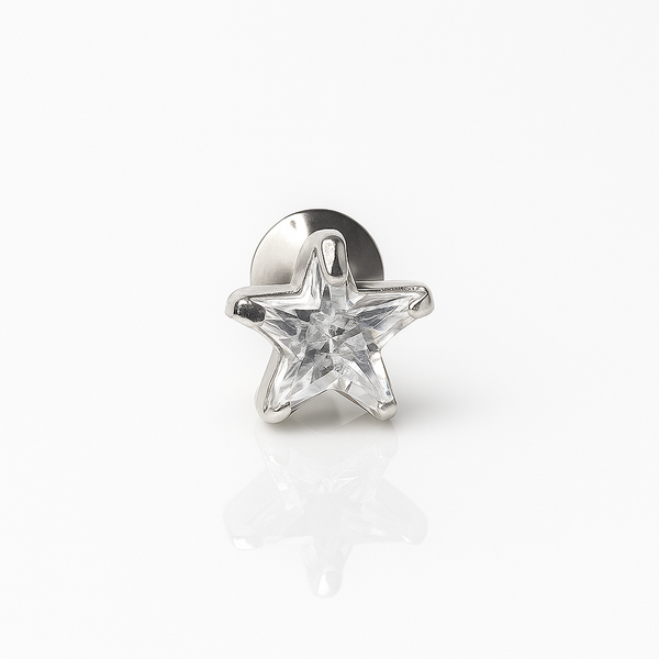 925 Silver White Star Stud for Men