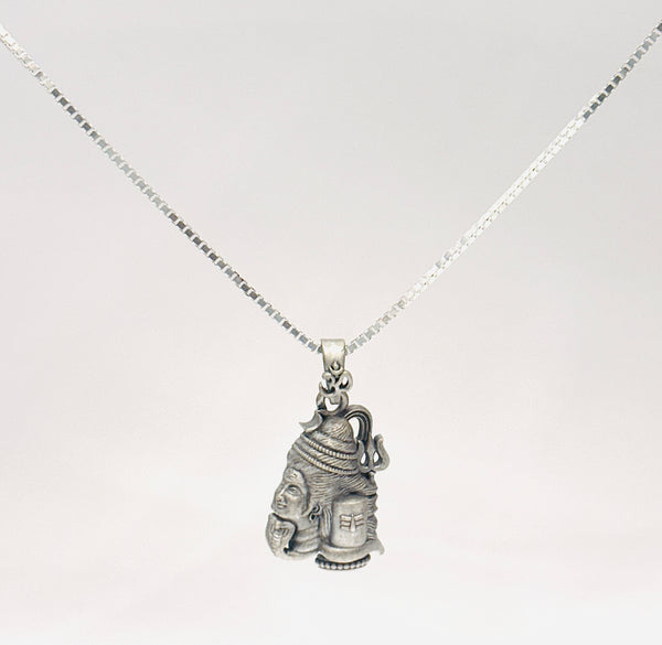Shiv Ji Trishul Pendant with Box Chain – 925 Sterling Silver
