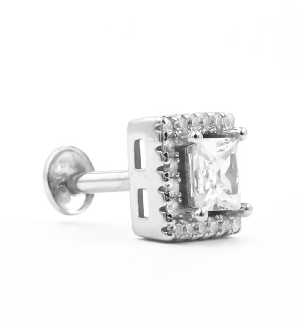 Silver Square Zirconia Stud – Classic Sparkle