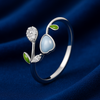 Blooming Leaf with Enamel & CZ