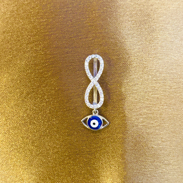 925 Sterling Silver Infinity Evil Eye Watch Charm with Zircon Accents