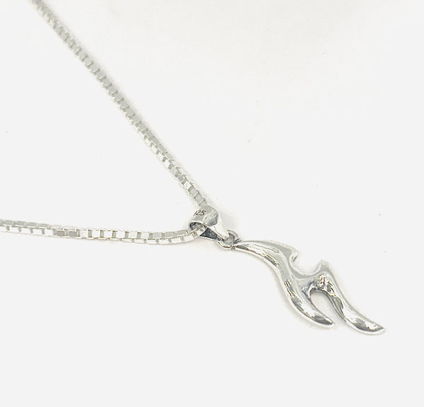 Flame Spirit Silver Men’s Pendant with Chain – 24 Inch