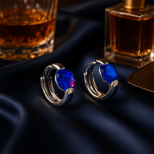 Solitaire Bali Earrings with Dual-Tone Stone