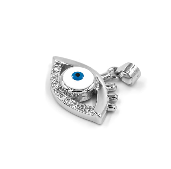 925 Sterling Silver Evil Eye Pendant – Protective Charm with Blue Enamel