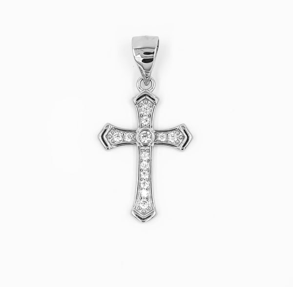925 Sterling Silver Cross Pendant with Sparkling Detailing