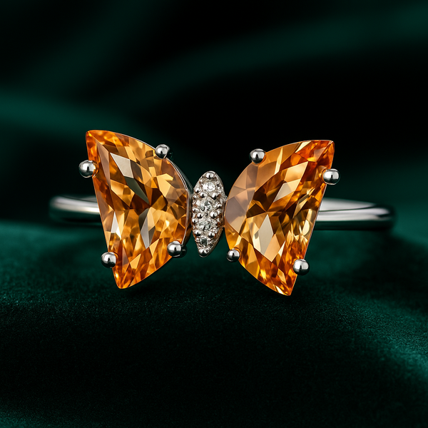 Golden Crystal Butterfly Ring