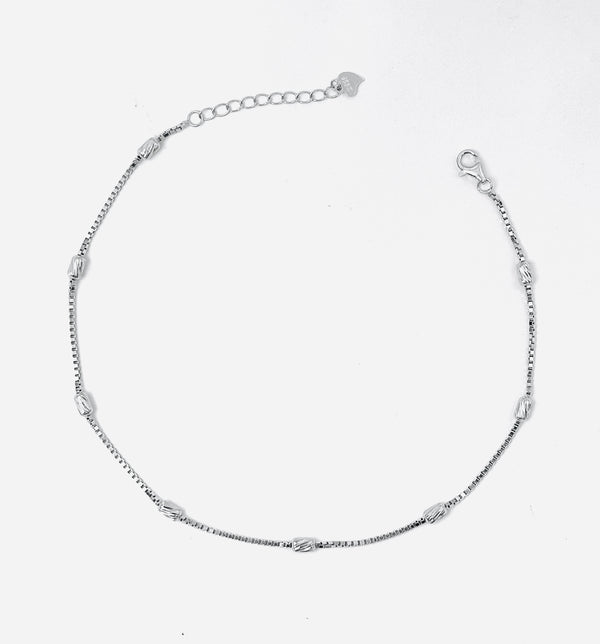 Oxidised Beaded Silver Anklet in 925 Sterling Silver