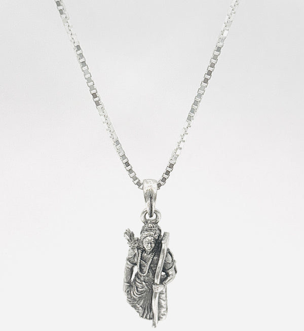 Shri Ram Ji Pendant with Box Chain – 925 Sterling Silver