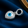 925 Sterling Silver Evil Eye Heart Pendant with CZ Accents