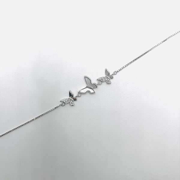Butterfly Trio Bracelet with Mother-of-Pearl & Zirconia