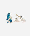 Silver Blue Enamel Flying Bird Stud