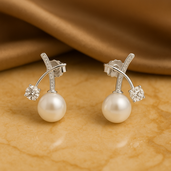 Pearl & Zircon Ear Climber