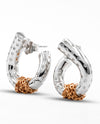 Dual-Tone Textured Hoop Earrings with Zirconia