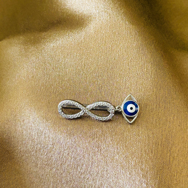 925 Sterling Silver Infinity Evil Eye Watch Charm with Zircon Accents