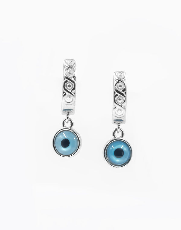 925 Silver Evil Eye Dangle Studs for Men