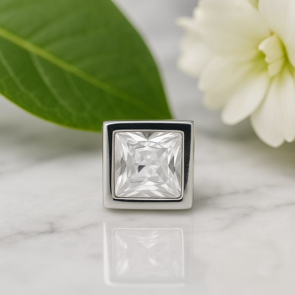 Men’s Silver Princess-Cut Zirconia Stud – Refined Boldness