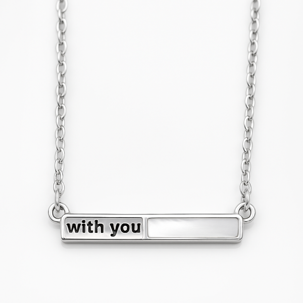 “With You” Bar Necklace | 925 Sterling Silver with Mother of Pearl