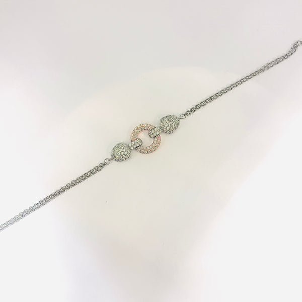 Dual-Tone Rose Gold & Silver Circle Link Bracelet