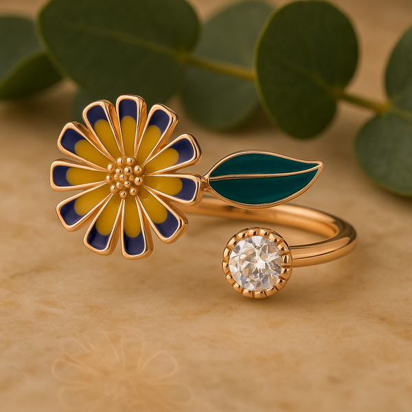Sunlit Bloom Adjustable Sunflower Ring