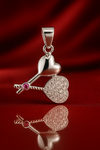 925 Sterling Silver Double Heart Pendant with CZ & Pink Stone Accent