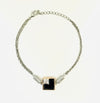 Silver Dual-Tone Square Charm Bracelet – Modern Elegance