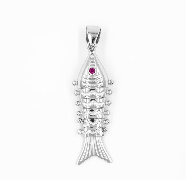 Silver Fishbone Men’s Pendant with Chain – Bold Statement Design