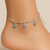 Evil Eye Charm Anklet in 925 Sterling Silver