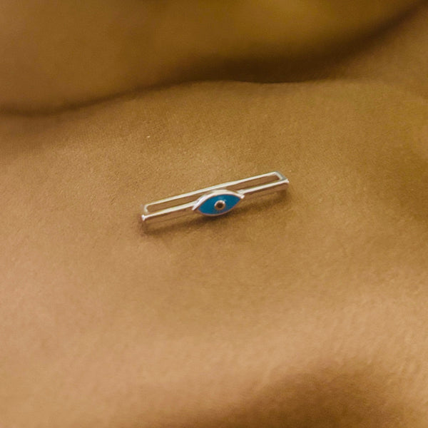 925 Sterling Silver Evil Eye Bar Watch Charm