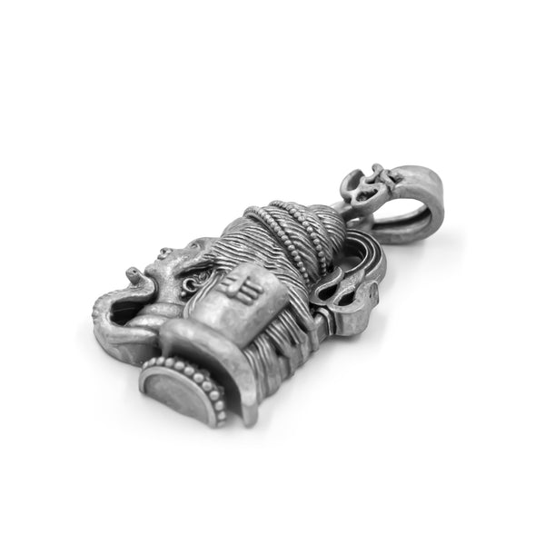 Matte Oxidised Silver Shiva Pendant – Power & Divinity