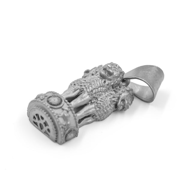 925 Sterling Silver Ashoka Pillar Pendant, Matte Oxidized Finish