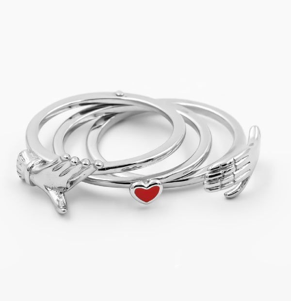 Triple Band Heart’s Embrace Ring – Symbol of Connection