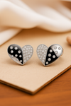 Abstract Heart Stud Earrings with Zirconia