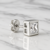 Men’s Silver Princess-Cut Zirconia Stud – Refined Boldness