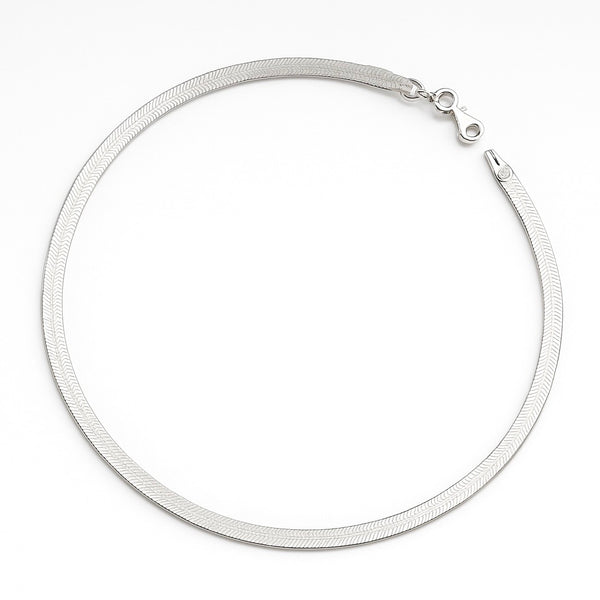 Italian Plain Silver Anklet in 925 Sterling Silver