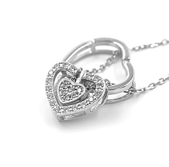 Radiant Double Heart Necklace – 925 Sterling Silver Charm with Flexible Big Heart Design