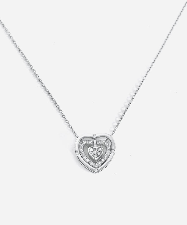 Radiant Double Heart Necklace – 925 Sterling Silver Charm with Flexible Big Heart Design